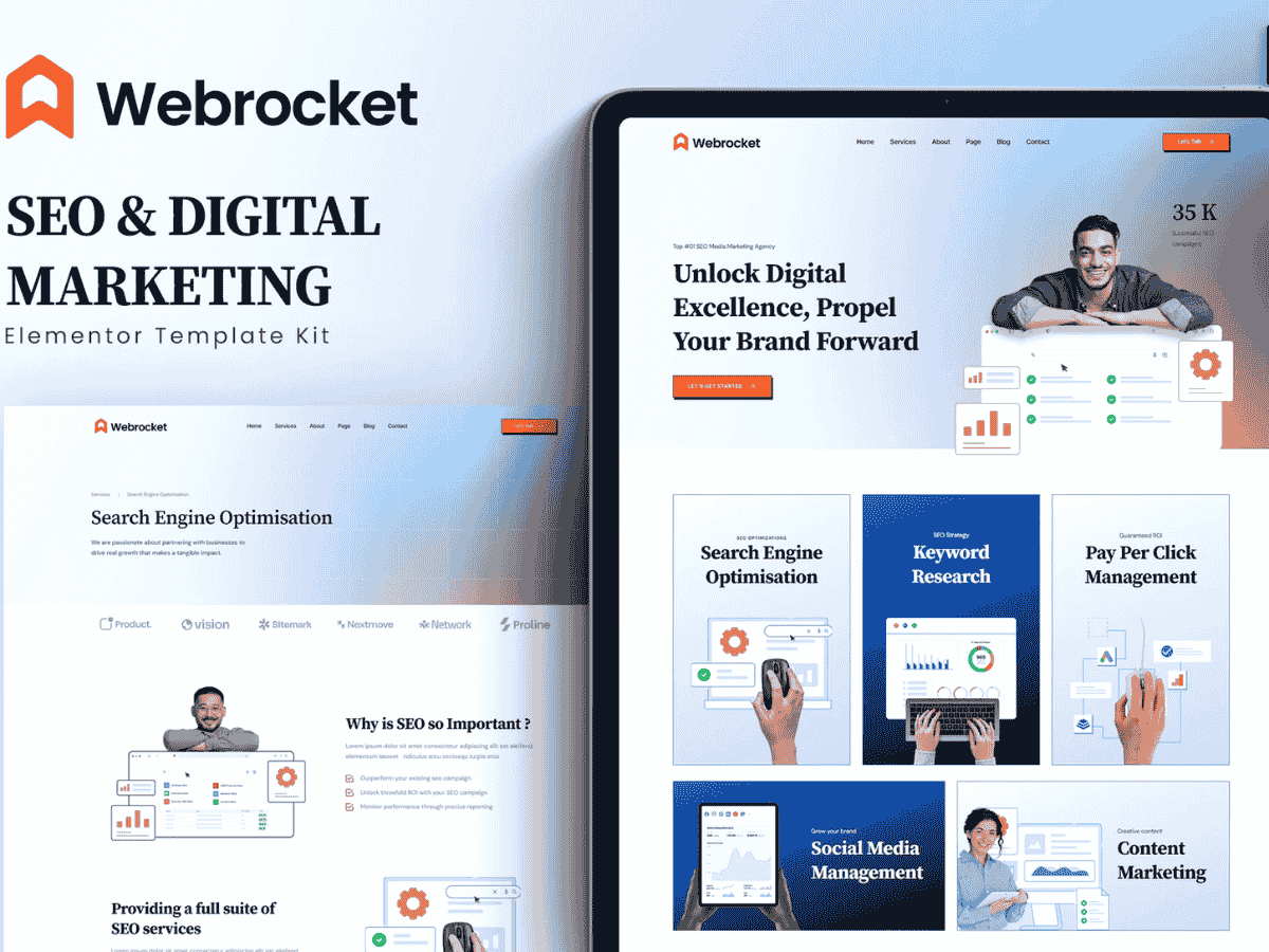 Webrocket - SEO & Digital Marketing Agency Elementor Template Kit